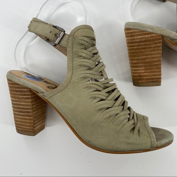 SAM EDELMAN Sage Leather Suede Open Toe Chunk Heel - Picture 4 of 8